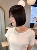 グレージュ/ショートボブ/シースルーバング/前髪/顔周り/横浜