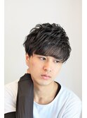 ワイルドツーブロックスパイラルパーマビジカジ無造作ショート