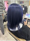 セミディ姫カットワンカールネイビーブルーアッシュ所沢練馬区