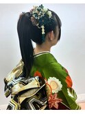成人式 振袖 ポニーテール