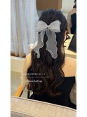 お呼ばれヘアセット　ハーフアップ