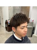 オリーブカラー×メンズカット×韓国