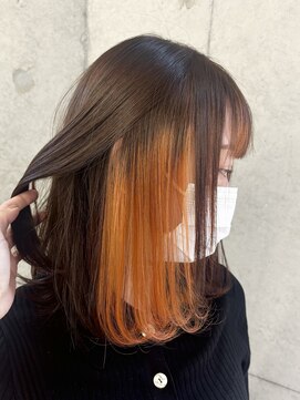 ミリィバイアヤラ 船橋店(MIRYI by ayala) 【AYAKA】オレンジカラー/イヤリングカラー/ロングボブ