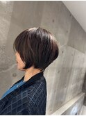 ハイライトで白髪ぼかし☆大人ショートボブ