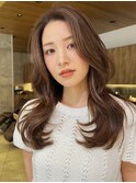ロングヘア30代40代ストレートレイヤー前髪なし前髪あり表参道