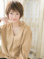 大波純一美容室パーティハン&nbsp;ミルクティーベージュ小顔補正カットショートa小山20代30代40代