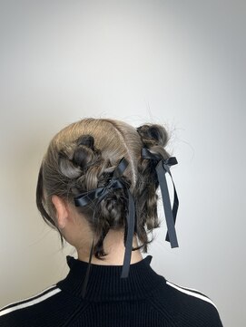 アッシュ 戸塚店(Ash) 戸塚/ヘアセット/リボンツインおだんごヘアアレンジ