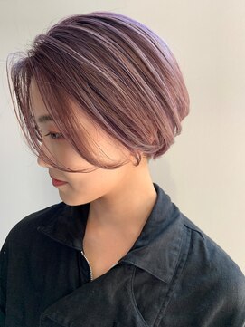 ヘアー アイス ルーチェ(HAIR ICI LUCE) 透明感 パープルアッシュ ボブ ダブルカラー