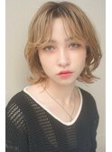 ミディアムヘア ショコラベージュ ボブルフ ベビーバング