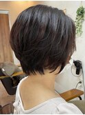 大人可愛い/黒髪前下がりショートボブ丸みショート◎抜け感ヘア