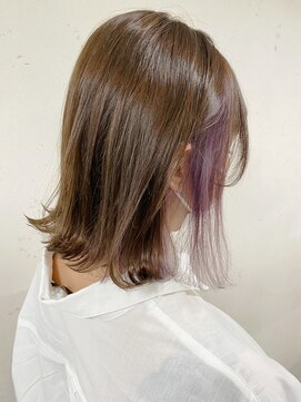 アジールヘア 東上野店(agir hair) 耳掛け可愛いイヤリングカラーラベンダー外ハネボブ