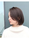 大人ボブ/20代30代40代/グレーベージュ前髪ありマチルダボブ