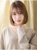 美髪細めハイライト前下がり切りっぱなしボブY戸田公園20代30代