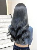 ブリーチなし透明感カラーブルーグレーアッシュブルーブラック