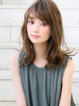 ロエナ(ROENA) 大人かわいいひし形フリンジウェーブココアブラウン厚長めバング