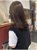 レイヤーカット アッシュブラウン セミロング 20代30代