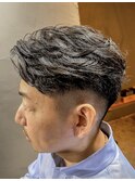大人リバースパーマ×フェードカット
