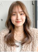 セミディワイドバングくびれヘアエアリーカールイメチェン