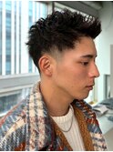 アップバング スパイキーショート ツーブロック 眉カット 20代