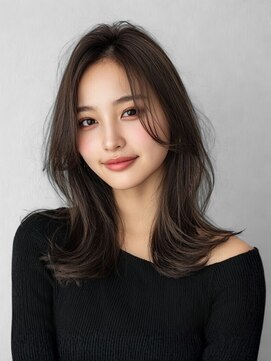 ステイゴールド(STAYGOLD) 顔周りカット アップバング ミディアムレイヤー 韓国ヘア 美髪