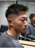MEN'S/アップバングショート×ハイフェード/短髪/黒髪