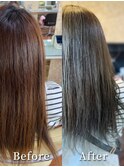大人可愛いストレートミルフィーユカラー寒色系透明感美肌