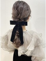 《花屋併設》ベロアリボンがポイント☆ゆるっと編みおろし◎20代