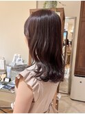 艶カラー 艶髪 ラベンダーピンク 重めミディアム 顔周りレイヤー