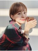 シルキーベージュ斜めバング丸みショート20代30代40代