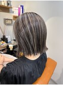 レイヤー/ショートボブ/ハイライト/白髪ぼかし/市川/大人/市川