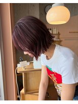 マルソー&nbsp;岡山ボブラベンダーピンクカラー髪質改善カラー