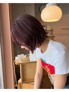 マルソー 岡山ボブラベンダーピンクカラー髪質改善カラー