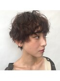 マッシュショート×無造作パーマ