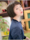 オン眉ナチュラアッシュブラック前下がりボブc5戸頭20代30代40代
