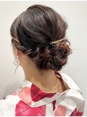 花火大会結婚式お呼ばれヘアセット☆浴衣編み込みアップスタイル