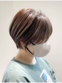 【前髪長め丸みショート】武蔵新城 白髪ぼかし ハイライト