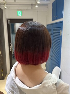 アジールヘア 池袋東口店(agir hair) ブリーチグラデーションレッドカラー池袋