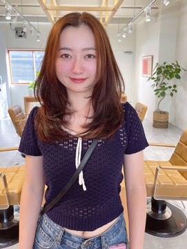 クシェル(kuschel) アプリコットオレンジx韓国風巻き似合わせカットxレイヤーカット