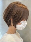 表参道大人ショートボブ白髪ぼかしハイライト顔周りレイヤー50代