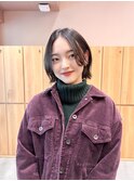 卵型　美髪　切りっぱなしボブ　チークバング