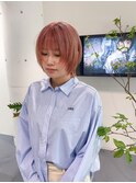 ミルキーピンク/レイヤーショート/ボブウルフ/簡単スタイリング