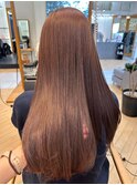 大人可愛いロングレイヤーワンカール艶ストレートピンクブラウン