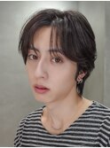 メンズセンターパート七三分けパートニュアンスパーマ刈り上げ