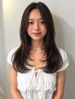 カノエ 福岡香椎店(canoe) 韓国風レイヤー 顔周りカット センターパート 内巻 艶髪 20代
