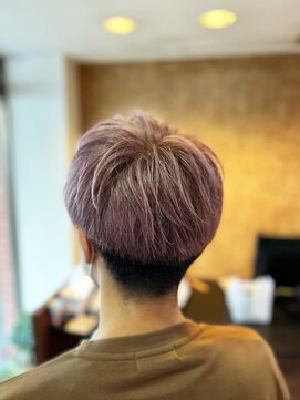 アークスヘアー ピンクアッシュメンズ刈り上げ韓流マッシュ爽やかビジネス