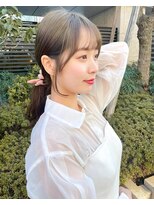 ノラ ヘアーサロン(NORA HAIR SALON)&nbsp;ナチュラル小顔前髪あり後れ毛サイドバング結べるボブくびれヘア