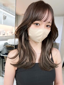 サイン 表参道(SIGN) 韓国ヘアグレージュカラーブリーチ無し髪質改善イヤリングカラー