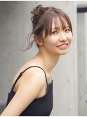 お団子/アレンジ/お呼ばれヘア/前髪あり
