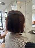 大人可愛い前下がりぱつっとボブナチュラルブラウンカラー