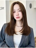 美髪レイヤーカット/顔まわりレイヤー/くびれミディアムレイヤー